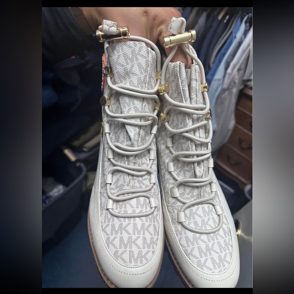 Michael Kors White Textured Sneakers
